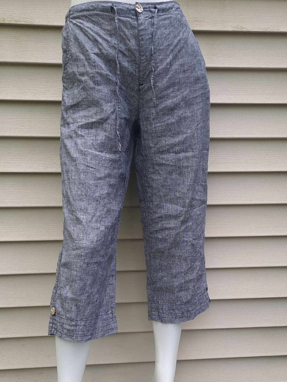 Fresh Produce ACPLINN Micro Check  100%  Linen Capris